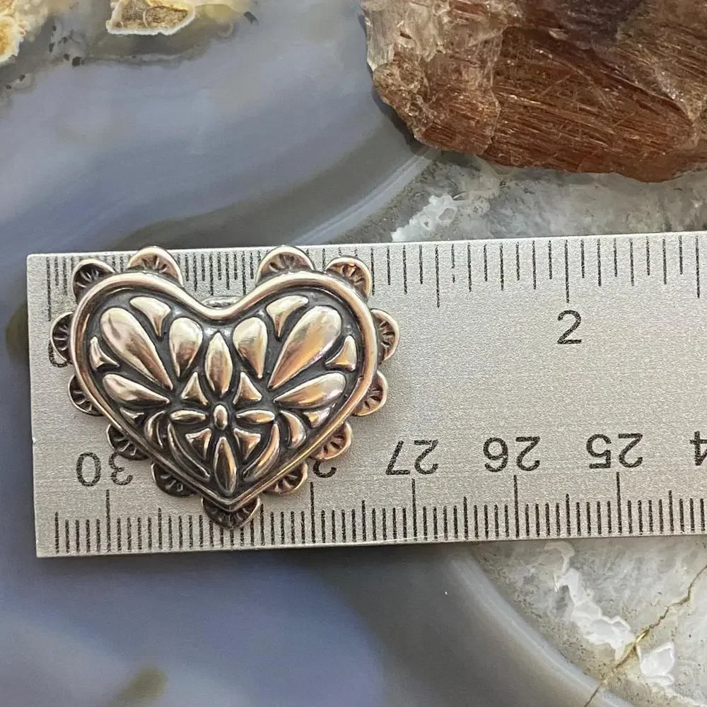 Carolyn Pollack Southwestern Style Sterling Silver Decorated Heart Brooch
